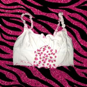 Frill Trim Strawberry Cropped Cami